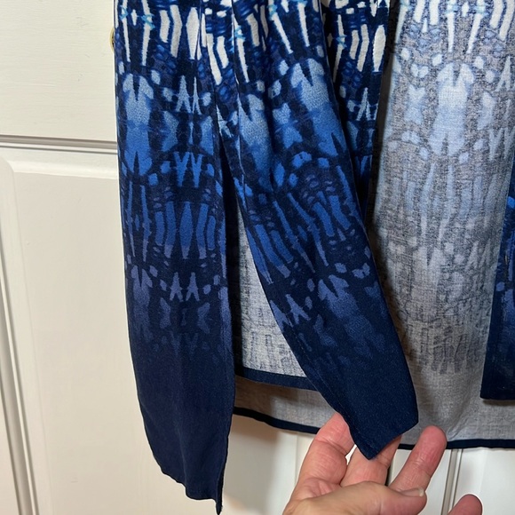 Ruby Road BOHO long vest / duster blue and white ethnic print, Women's 16W - Picture 8 of 12